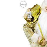 Baklava Desenli Noel Baba Altın 60 cm