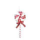 Yılbaşı Süsü Ekoseli Lolipop Şeker Kırmızı Beyaz 50 cm