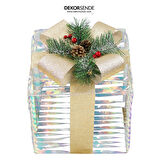 Yılbaşı Ayna Görünümlü Altın Kurdeleli Hediye Kutusu 25x22 cm