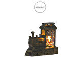 Yılbaşı Temalı Kar Küresi Tren Noel Baba Biblo Antik Eskitme 13 cm