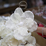 Yapay Keten Çiçek Ponsetya Krem 30 cm