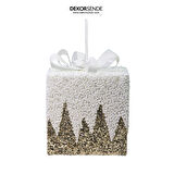 Yılbaşı Süsü Zikzak Hediye Kutusu Şampanya 15 cm