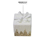 Yılbaşı Süsü Zikzak Hediye Kutusu Şampanya 15 cm