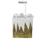 Yılbaşı Süsü Zikzak Hediye Kutusu Altın 15 cm