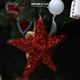 Yılbaşı Süsü Pullu Yıldız Kırmızı 15 cm
