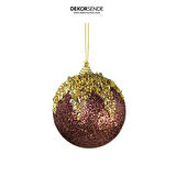 Yılbaşı Süsü Altın Pullu 2'li Top Bordo 10 cm