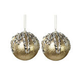 Yılbaşı Süsü Gri Pullu 2'li Top Şampanya 10 cm