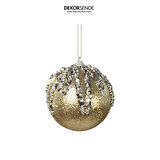 Yılbaşı Süsü Gri Pullu 2'li Top Şampanya 10 cm