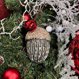 Yılbaşı Süsü Meşe Palamudu 2'li Şampanya Kahve 13 cm