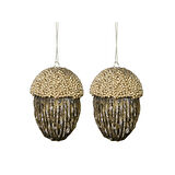 Yılbaşı Süsü Meşe Palamudu 2'li Şampanya Kahve 13 cm