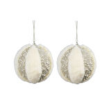 Yılbaşı Süsü Tüylü İncili 2'li Top Gümüş 10 cm