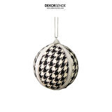 Yılbaşı Süsü Kareli 3'lü Top Siyah Beyaz 10 cm