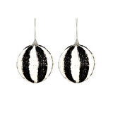 Yılbaşı Süsü Simli Dilimli 2'li Top Siyah Beyaz 10 cm