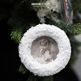 Yılbaşı Süsü Taşlı Yuvarlak Çerçeve Beyaz 12 cm