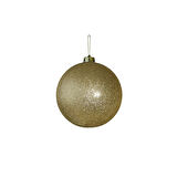 Yılbaşı Süsü Simli Top Şampanya 15 cm
