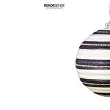 Yılbaşı Süsü Halka Çizgili Top Siyah Beyaz 15 cm