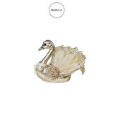 Tüylü Simli Kuğu Şampanya 20 cm