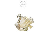 Tüylü Simli Kuğu Şampanya 20 cm