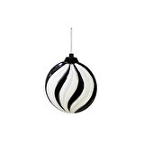Yılbaşı Süsü Dalgalı Şeritli Top Siyah Beyaz 40 cm
