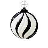 Yılbaşı Süsü Dalgalı Şeritli Top Siyah Beyaz 40 cm