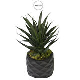 Yapay Sivri İnce Sukulent Koyu Yeşil 15 cm Saksılı