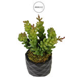 Yapay Pıtırcık Sukulent Dalı Yeşil Kırmızı 16 cm Saksılı