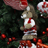 Yılbaşı Süsü Etekli Kız Sincap Kırmızı 30 cm