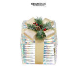 Yılbaşı Ayna Görünümlü Altın Kurdeleli Hediye Kutusu 20x18 cm