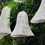 Yılbaşı Süsü Simli Tek Yön Tel Yarım Çan Beyaz 30 cm