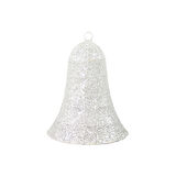 Yılbaşı Süsü Simli Tek Yön Tel Yarım Çan Beyaz 30 cm