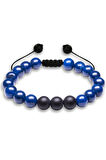 Sertifikalı Makrome Mavi Akik Taşı Doğal Taş Bileklik Seti