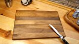 F&S WoodArt Doğal Ahşap Ceviz ağacı El Yapımı Kesme Sunum Steak Et Ekmek Sebze Doğrama Tahtası 40 cm
