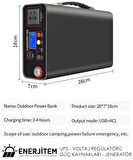 ENERJİTEM 50 W GÜNEŞTEN ŞARJ + 300W Sessiz Hibrit Jeneratör, Taşınabilir Güç Kaynağı,Powerbank, 100.000 MAH