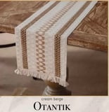Masa Üzerine Runner, Sehpa Örtüsü Fransız Dantel Detaylı Otantik 40 x 140 cm Krem Bej