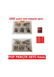 Perçin Seti-Çap 4 MM-Boy Çeşitli Pop Perçin 105 Parça