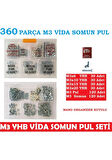 M3 Vida Seti 360 Parça Metrik 3 Yhb Vida -Somun-Pul Seti