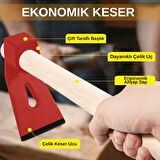 Beylini 400 Gr Çelik Keser Ekonomik Dayanıklı Odun Bahçe Ot Çift Yönlü Ahşap Ergonomik Saplı Profesyonel