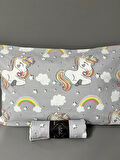 Tek Kişilik Unicorn Desen Lastikli Çarşaf Seti Gri 100x200 Cm