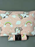 Tek Kişilik Unicorn Desen Lastikli Çarşaf Seti Somon 100x200 Cm