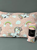 Tek Kişilik Unicorn Desen Lastikli Çarşaf Seti Somon 100x200 Cm
