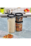 Ceronni Bonny Erzak Saklama Kabı 3lü Set 1,8Lt - 1Lt - 600Ml Siyah