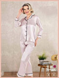 Saten Düğmeli Pijama Takımı