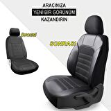 Kia Stonic Uyumlu Özel Tasarım Oto Koltuk Kılıfı Seti Black 