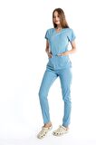 UÇAK MEDİKAL ALICE MAVİSİ CORE-FLEX KADIN LİKRALI CERRAHİ TAKIM-DOKTOR HEMŞİRE