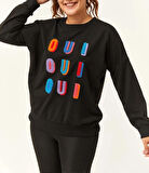 Kadın Büyük Beden Renkli Harf Nakışlı Sweatshirt