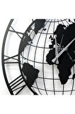 Dünya Haritası Metal Duvar Saati