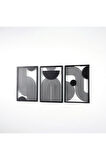 Orta Yüzyıl Dikey 3'lü Set Metal Duvar Dekoru