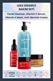 Leke Giderici 4'lü Bakım Seti - Aydınlatıcı Krem Nemlendirici Serum Sıkılaştırıcı Maske Arındırıcı