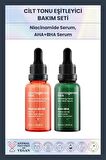 Cilt Tonu Eşitleyici Bakım Seti - Peeling Etkili Sıkılaştırıcı Nemlendirici Pürüzsüzleştirici Serum