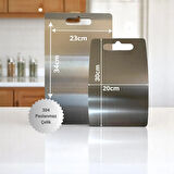 2'li 304 Paslanmaz Çelik Kesme Tahtası Seti – Hijyenik, Dayanıklı ve Modern Tasarım (20X30 cm & 23X34 Cm)